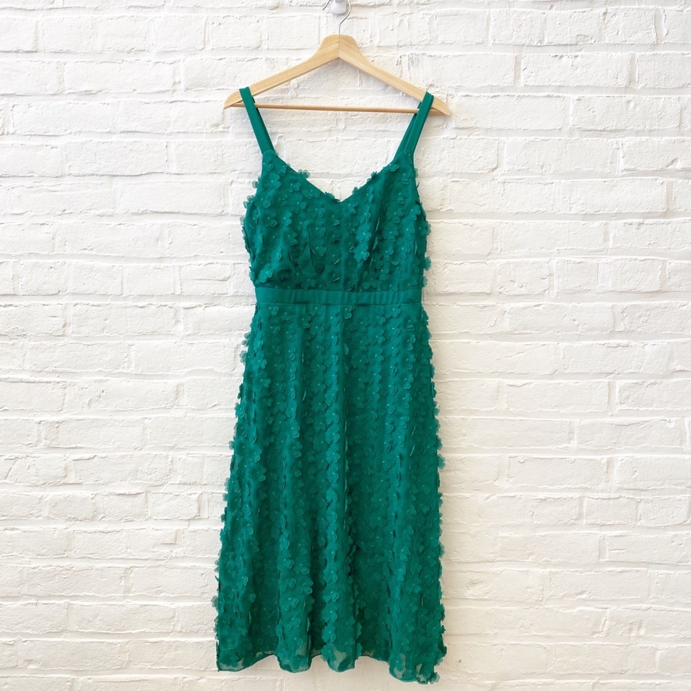 Anthropologie || Eva Franco Hanya Appliquéd Floral Midi Dress‎ Green 2